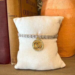 Real Diamond (verified) Tennis Bracelet with Authentic Gucci charm upcycled